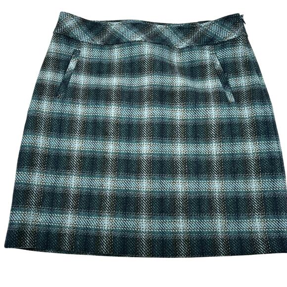 TALBOTS Women's 12 Blue Plaid Wool Skirt‎ Pockets Lined Side Zip Preppy Academic - Picture 2 of 7